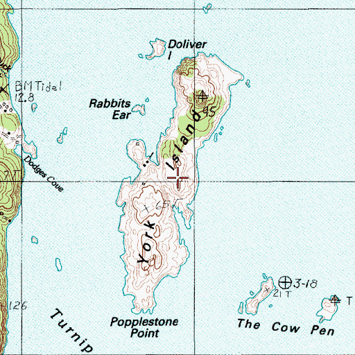 Topographic Map of York Island, ME