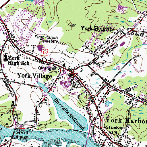 Topographic Map of York Village, ME