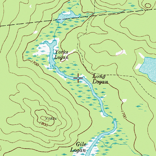 Topographic Map of Yorks Logan, ME