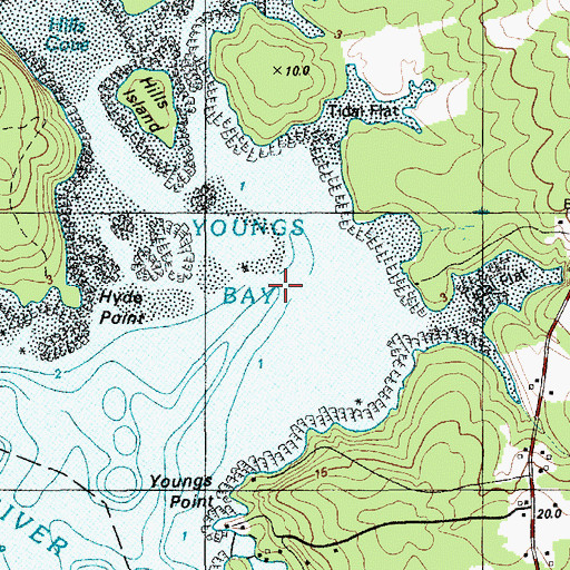 Topographic Map of Youngs Bay, ME