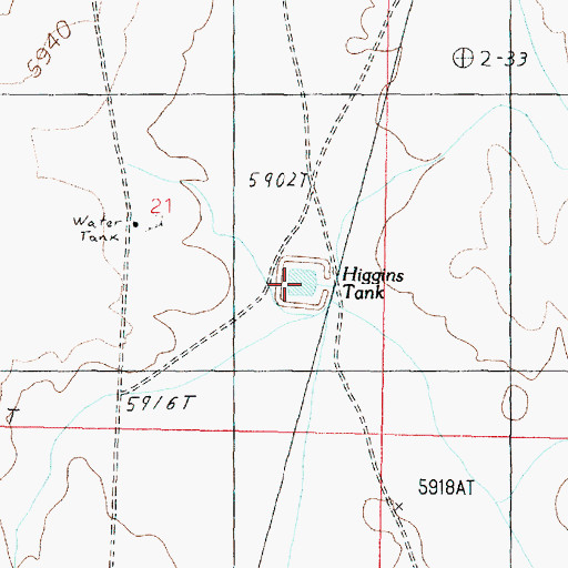 Topographic Map of Higgins Tank, AZ