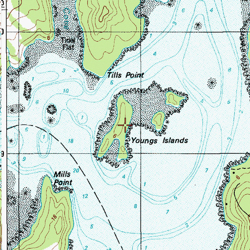 Topographic Map of Youngs Islands, ME