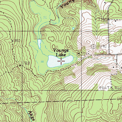 Topographic Map of Youngs Lake, ME