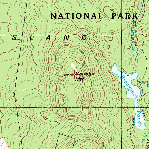Topographic Map of Youngs Mountain, ME