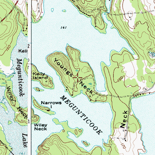 Topographic Map of Youngs Neck, ME