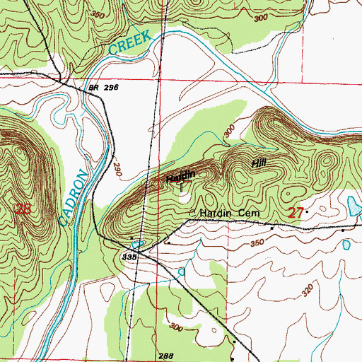 Topographic Map of Hardin Hill, AR