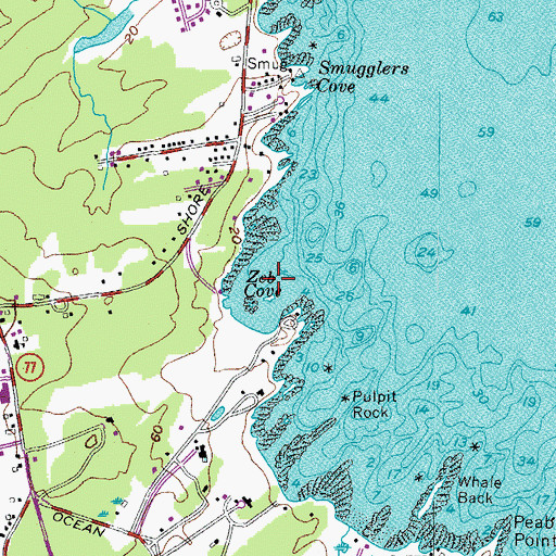 Topographic Map of Zeb Cove, ME