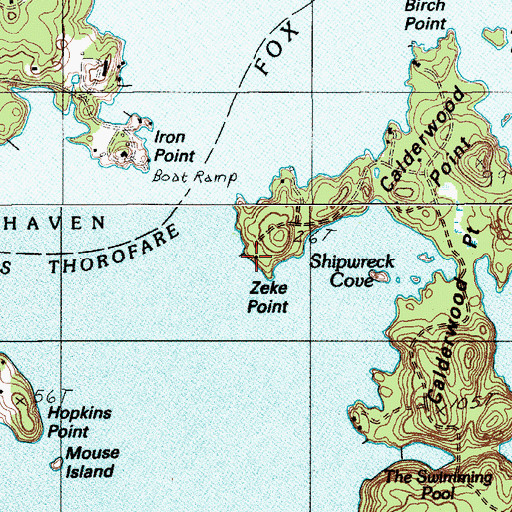 Topographic Map of Zeke Point, ME