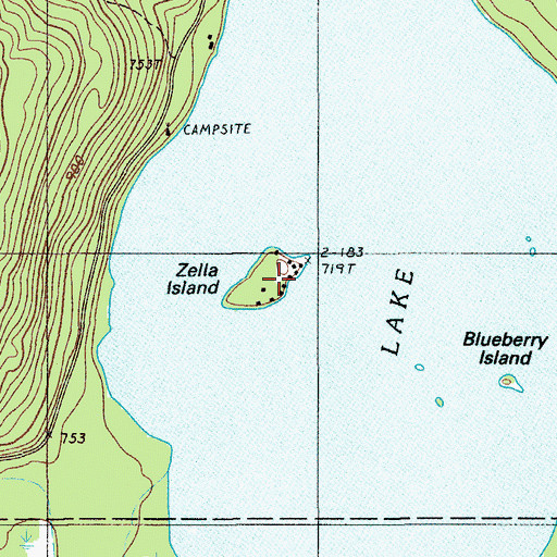 Topographic Map of Zella Island, ME