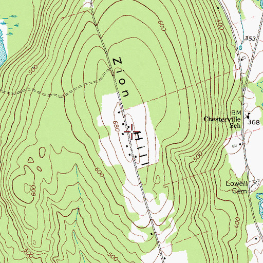 Topographic Map of Zion Hill, ME