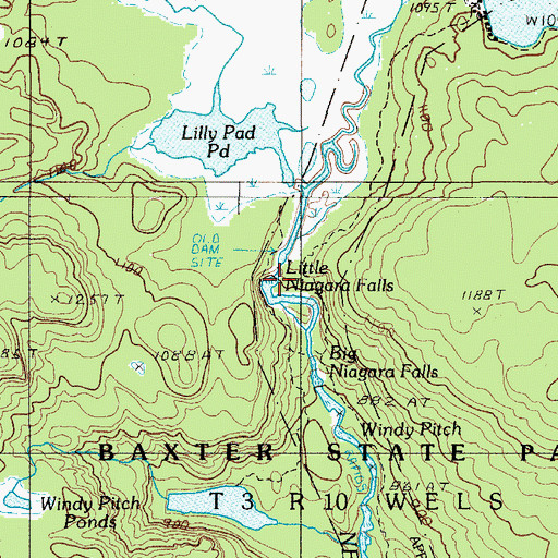 Topographic Map of Little Niagara Falls, ME