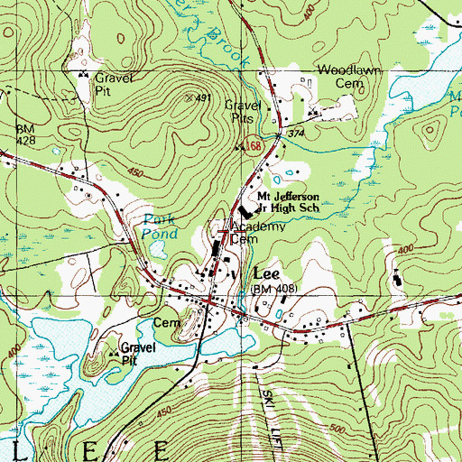 Topographic Map of Academy Cemetery, ME