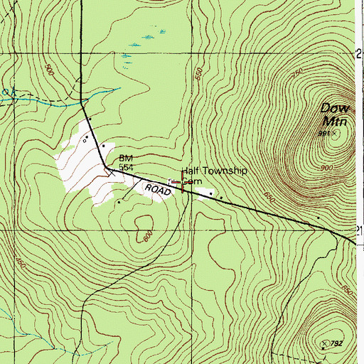 Topographic Map of Half Township Cemetery, ME