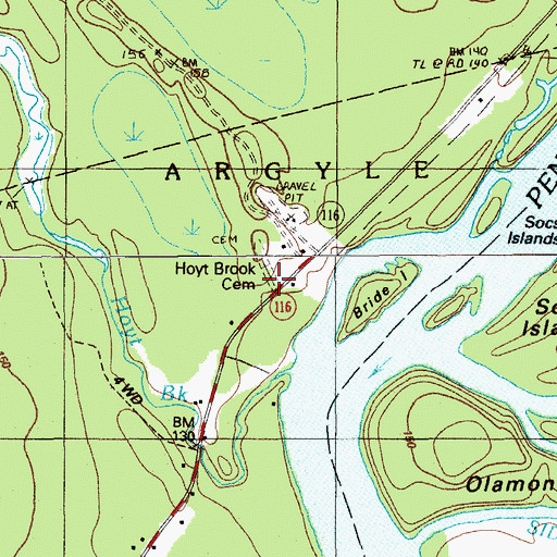 Topographic Map of Hoyt Brook Cemetery, ME