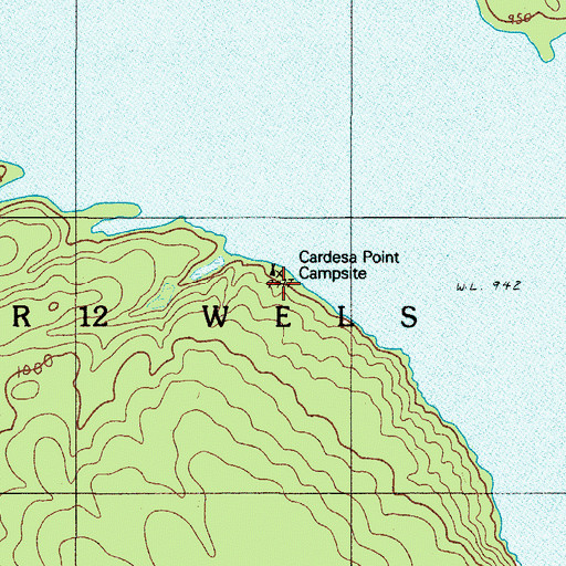 Topographic Map of Cardesa Point Campsite, ME