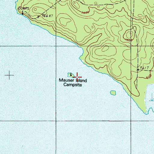Topographic Map of Mauser Island Campsite, ME