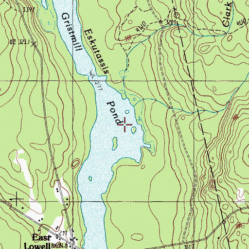 Topographic Map of Gristmill Pond, ME