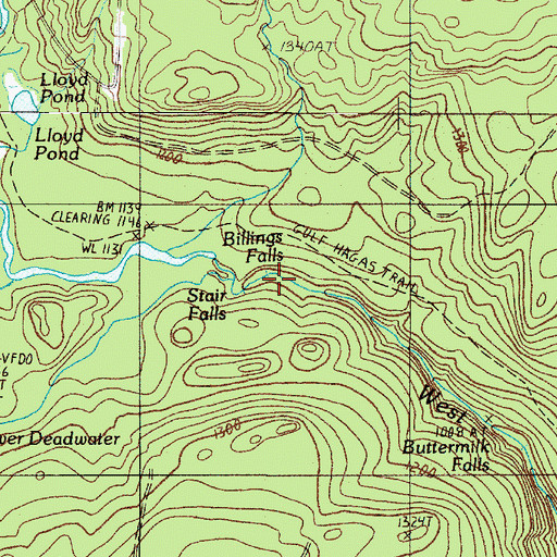 Topographic Map of Billings Falls, ME