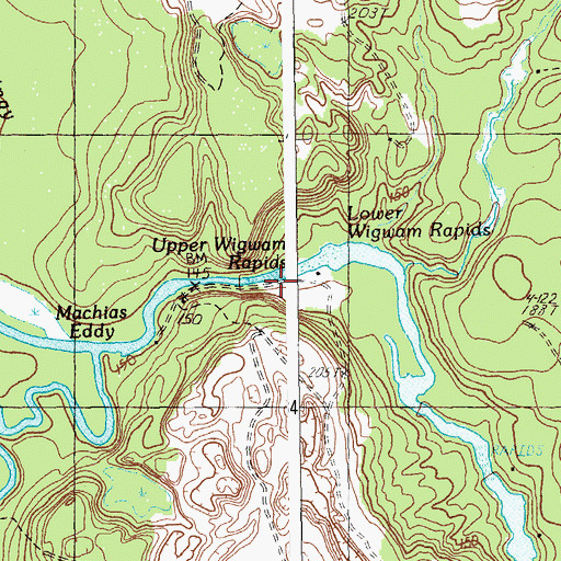 Topographic Map of Upper Wigwam Rapids, ME