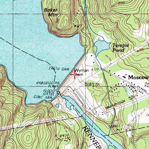 Topographic Map of Wyman Dam, ME