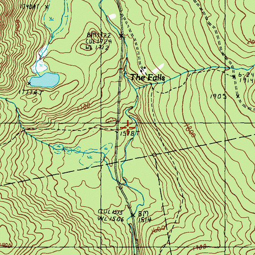 Topographic Map of The Falls, ME
