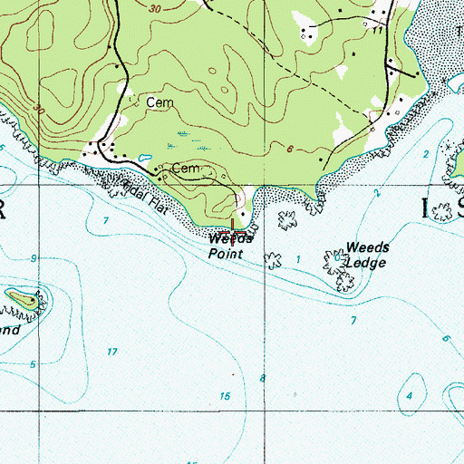 Topographic Map of Weeds Point, ME