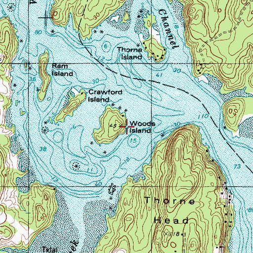 Topographic Map of Woods Island, ME
