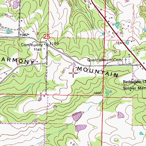 Topographic Map of Harmony Mountain, AR