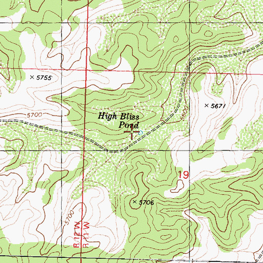 Topographic Map of High Bliss Pond, AZ