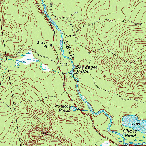 Topographic Map of Shadagee Brook, ME