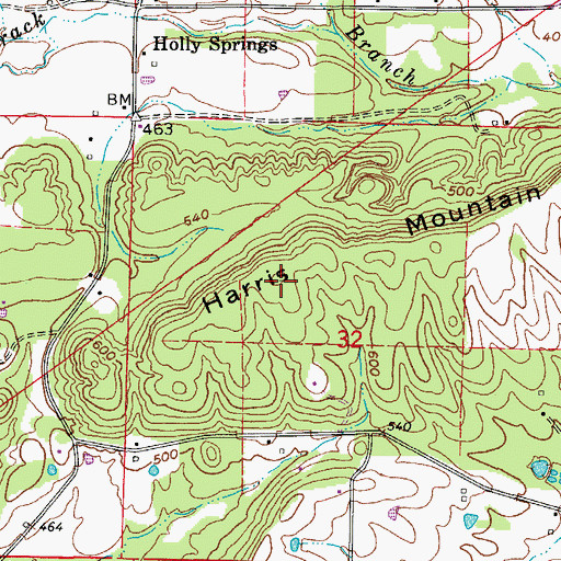 Topographic Map of Harris Mountain, AR