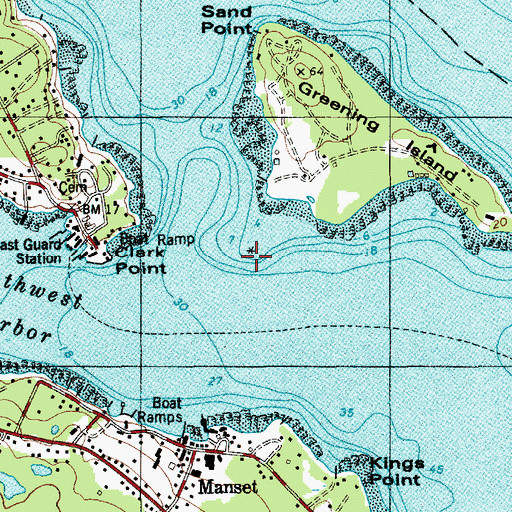 Topographic Map of Greening Ledge, ME