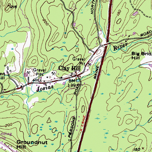 Topographic Map of Clay Hill, ME