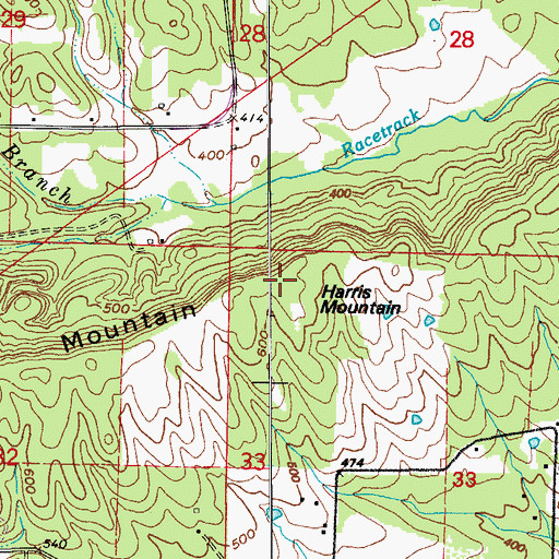 Topographic Map of Harris Mountain, AR