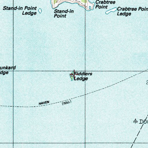 Topographic Map of Fiddler Ledge, ME