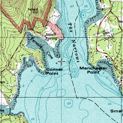 Topographic Map of Fernald Rock, ME