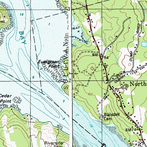 Topographic Map of Evergreen Point, ME