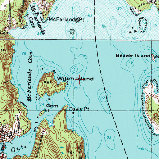 Topographic Map of Corvette Ledge, ME