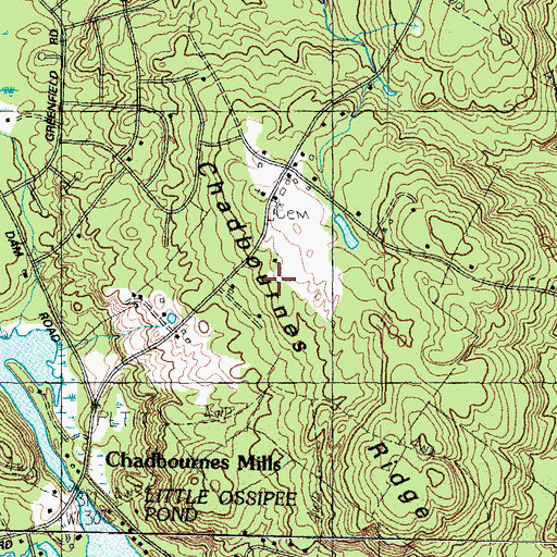 Topographic Map of Chadbournes Ridge, ME