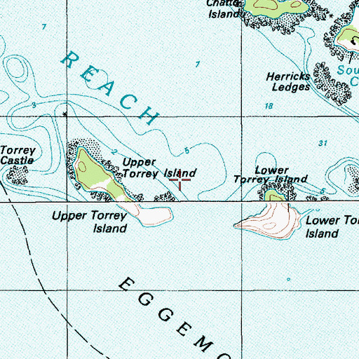 Topographic Map of Torrey Islands, ME