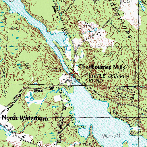 Topographic Map of Chadbournes Mills, ME