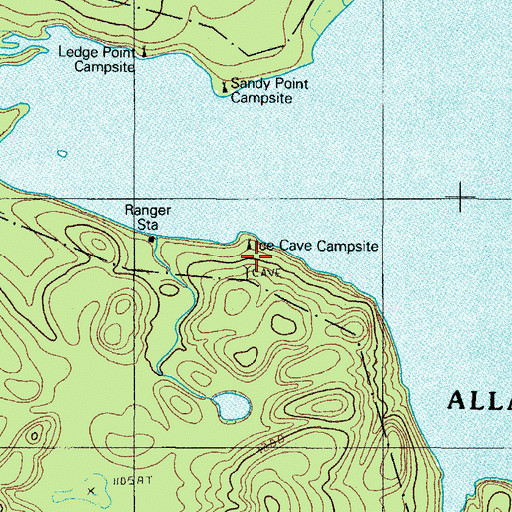 Topographic Map of Ice Cave Campsite, ME