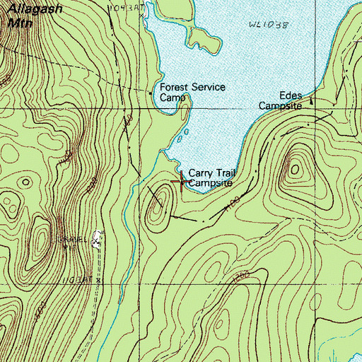 Topographic Map of Carry Trail Campsite, ME
