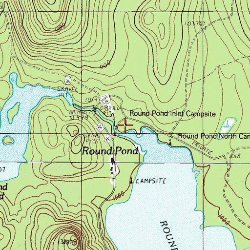 Topographic Map of Round Pond Inlet Campsite, ME