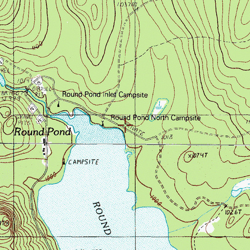 Topographic Map of Round Pond North Campsite, ME