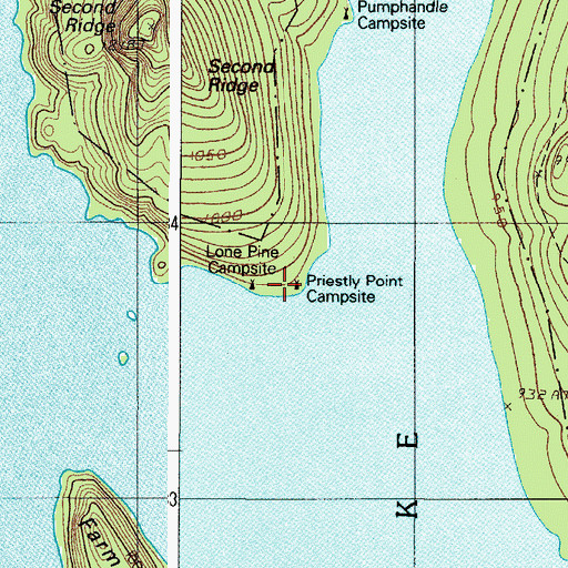 Topographic Map of Preistly Point Campsite, ME