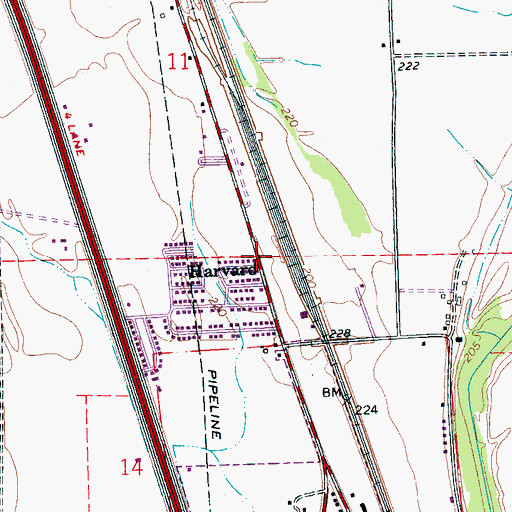 Topographic Map of Harvard, AR