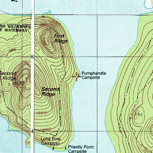 Topographic Map of Pumphandle Campsite, ME