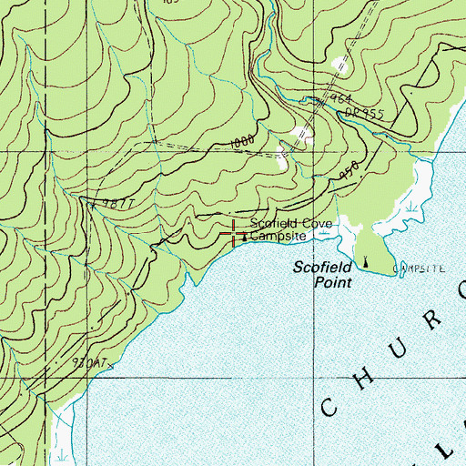 Topographic Map of Scofield Cove Campsite, ME