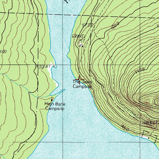 Topographic Map of The Jaws Campsite, ME
